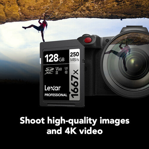 Lexar 128GB Professional 1667x UHS-II SDXC Memory Card - LSD128CBNA1667