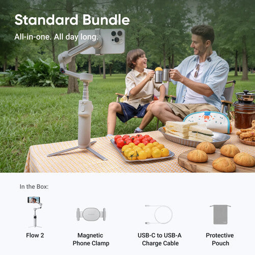 Insta360 Flow 2 Standard Bundle (Summit White) - 32GB Accessory Bundle