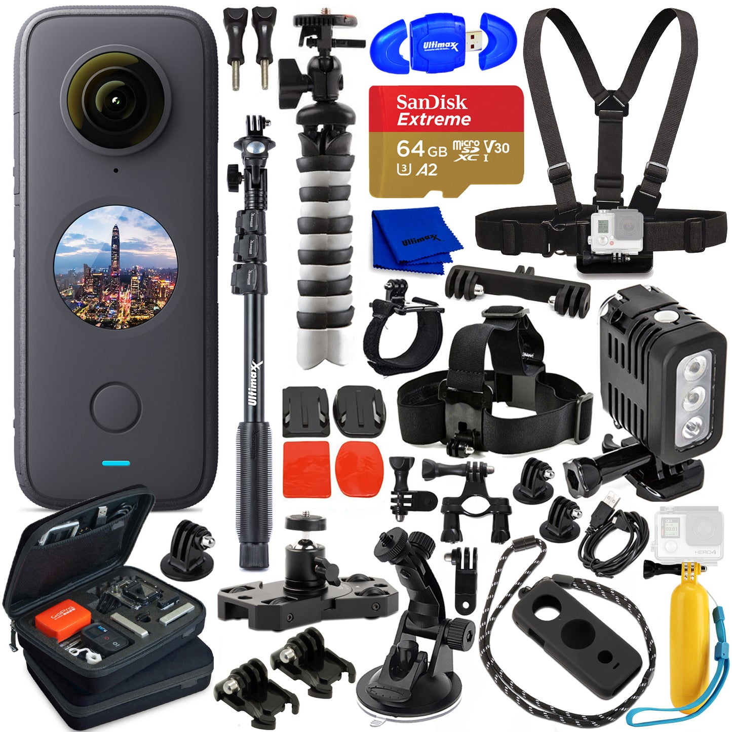 Caméra de poche Insta360 ONE X2 CINOSXX/A - Ensemble d'accessoires essentiels de 20 pièces