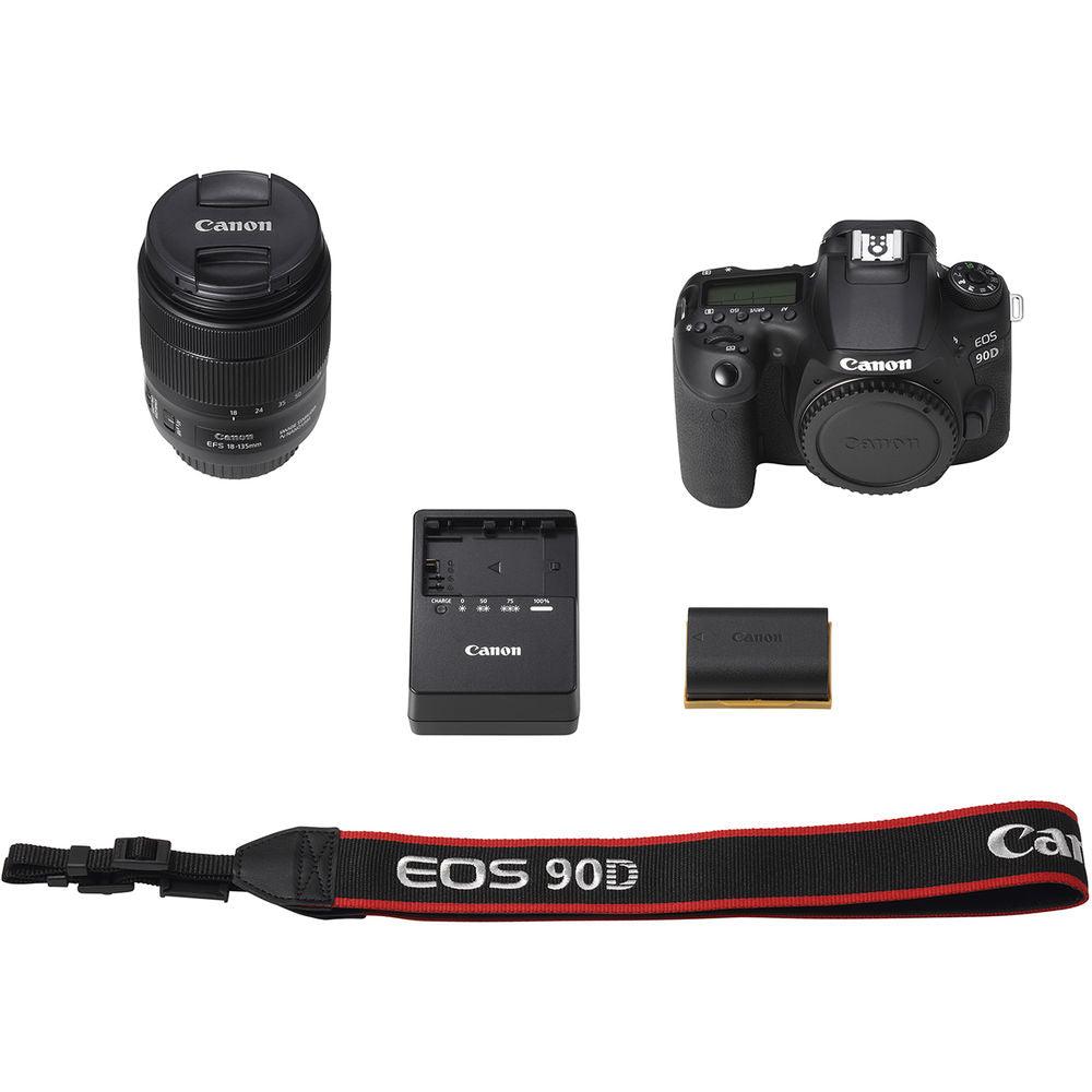 Appareil photo reflex numérique Canon EOS 90D avec objectif 18-135 mm + 64 Go + flash + trépied
