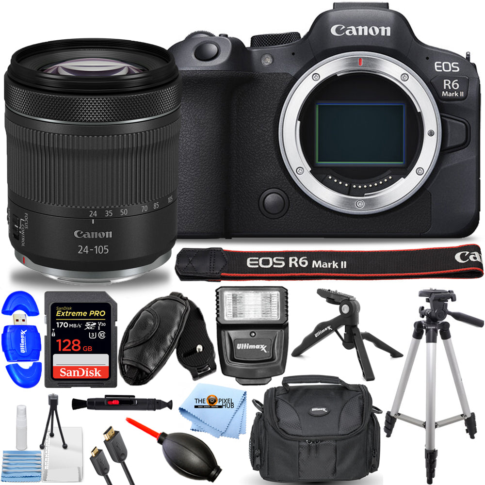 Appareil photo sans miroir Canon EOS R6 Mark II et objectif 24-105 mm f/4-7.1 - Kit d'accessoires