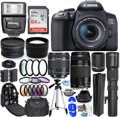 Canon EOS Rebel T8i avec objectifs 18-55 mm + 75-300 mm + 500 mm - Offre groupée haut de gamme