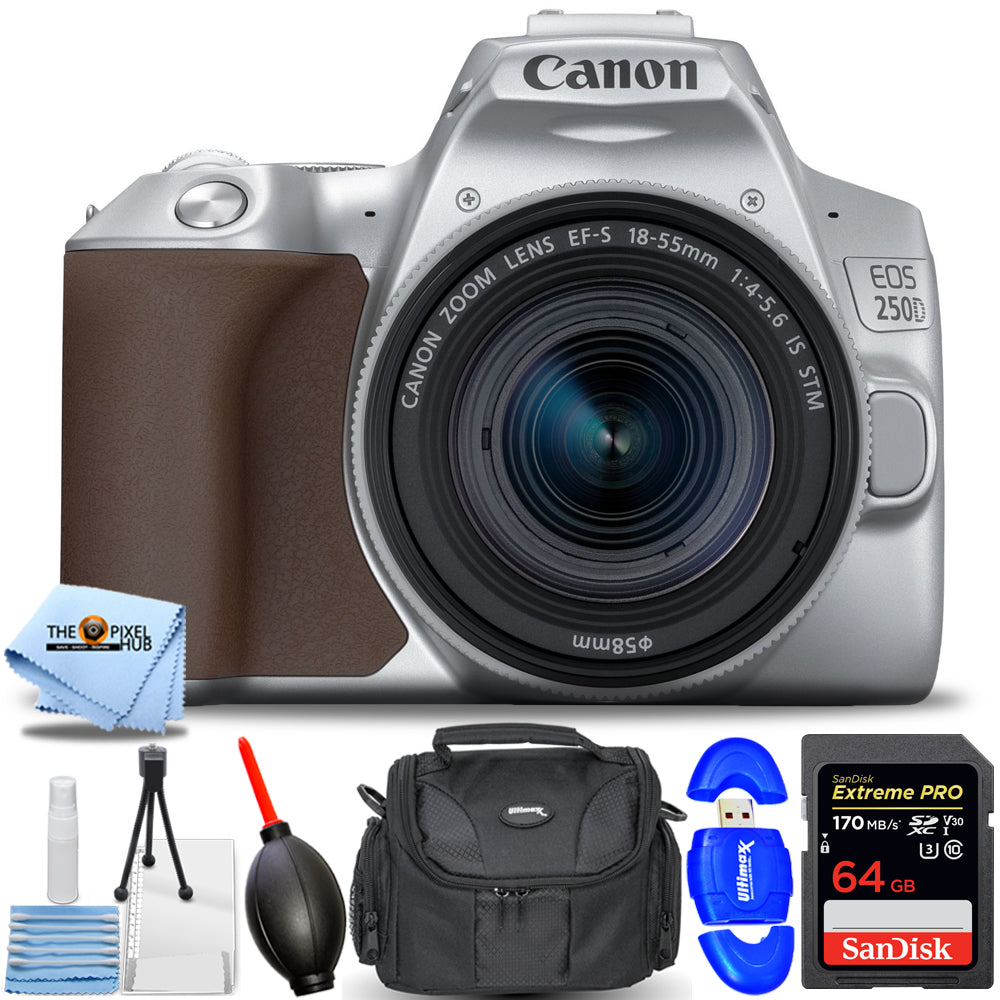 Canon EOS 250D avec objectif EF-S 18-55 mm f/4-5.6 IS STM (argent) Kit d'accessoires 7 pièces