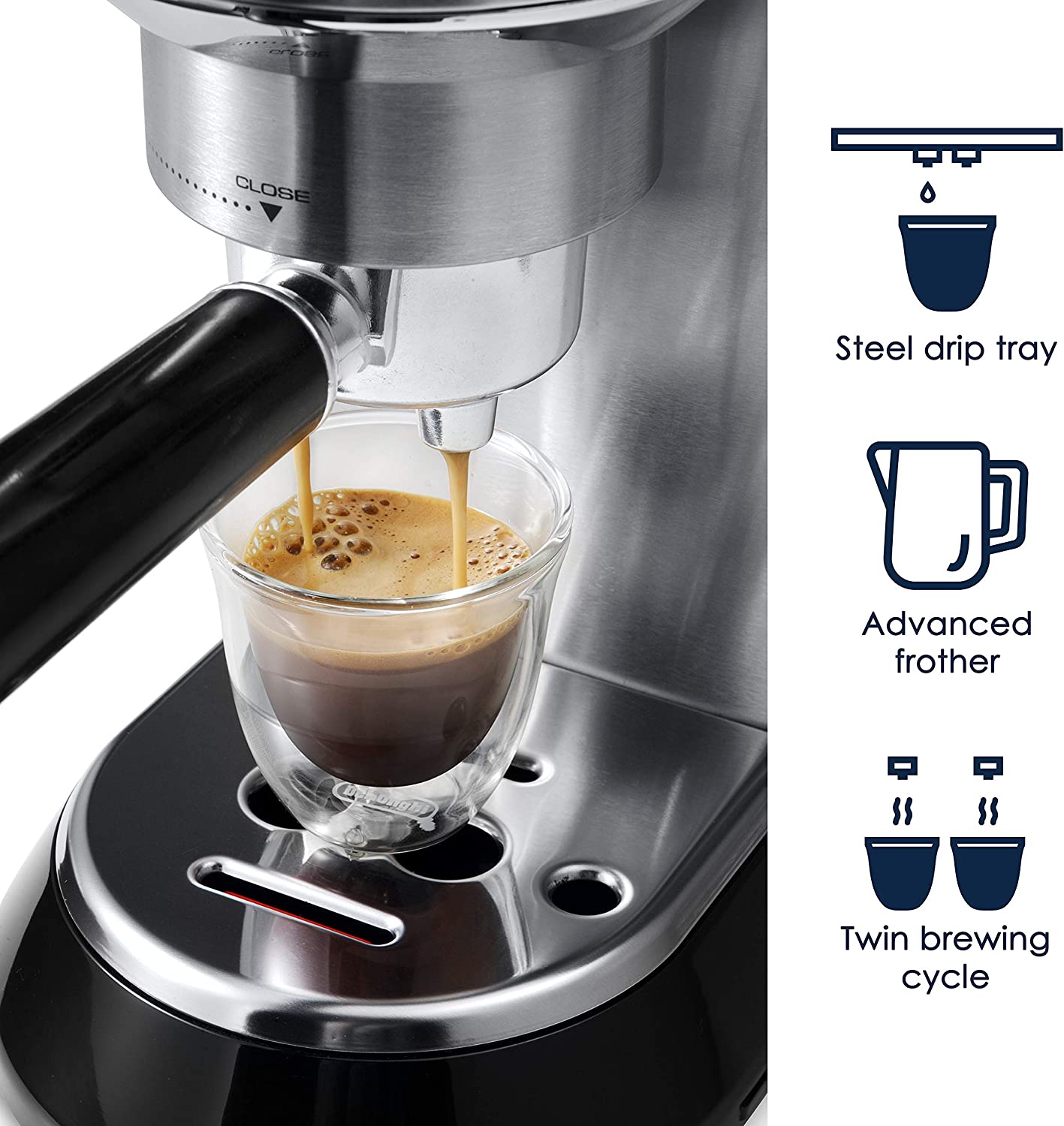 De'Longhi Dedica EC680M 15-Bar Pump Stainless Steel Slim Espresso Cappu. Machine