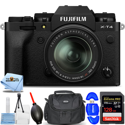 Appareil photo sans miroir FUJIFILM X-T4 avec objectif 18-55 mm (noir) - Ensemble de 7 pièces