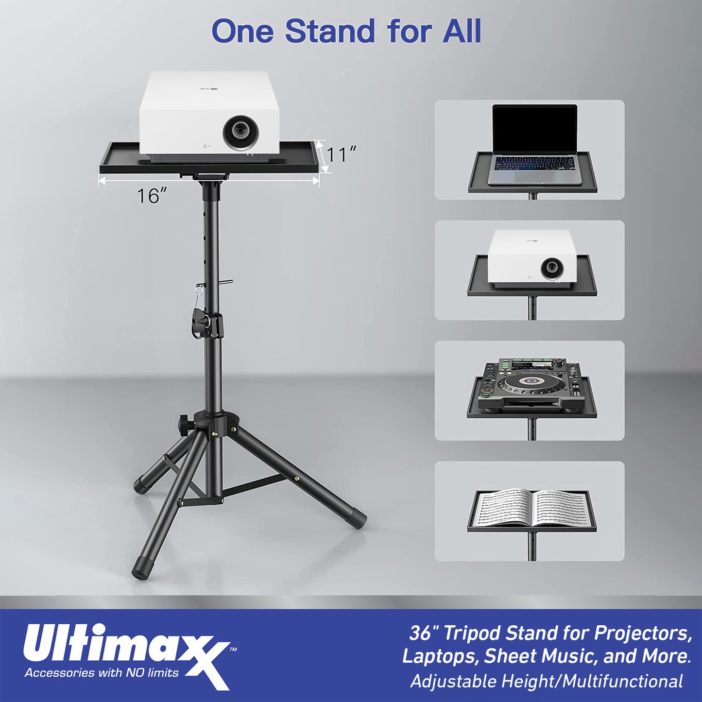 Support de trépied Ultimaxx 36'' avec hauteur réglable pour projecteurs, ordinateurs portables, tablettes