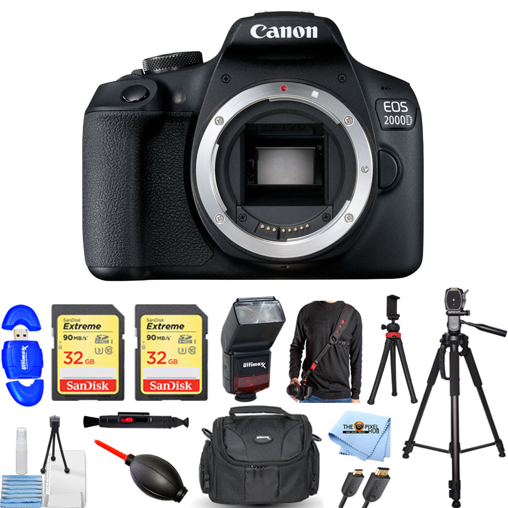 Canon EOS 2000D/Rebel T7 Appareil photo reflex numérique 64 Go avec trépied flash