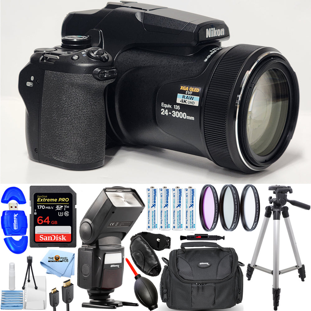 Nikon COOLPIX P1000 Appareil photo numérique 16 MP + 64 Go + Flash TTL + Kit de filtres