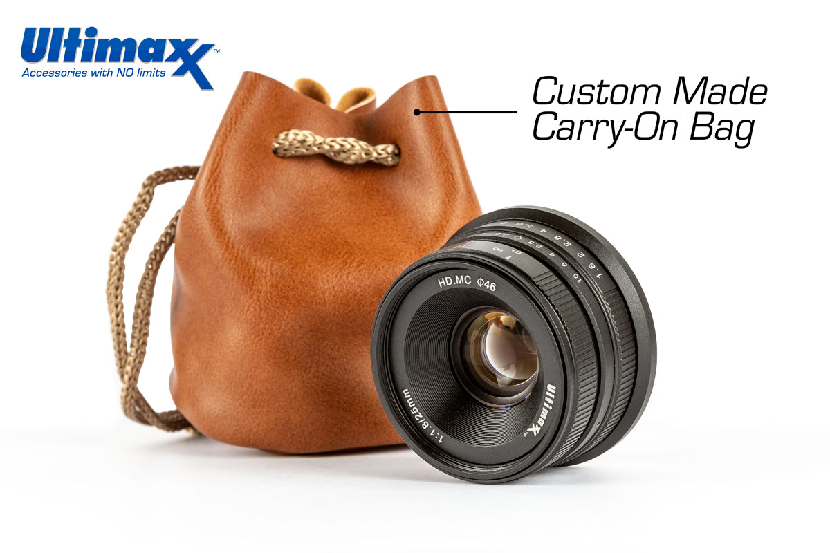 Objectif manuel ULTIMAXX 25 mm f/1.8 pour monture Sony E (Nex) - Kit d'accessoires 7 pièces