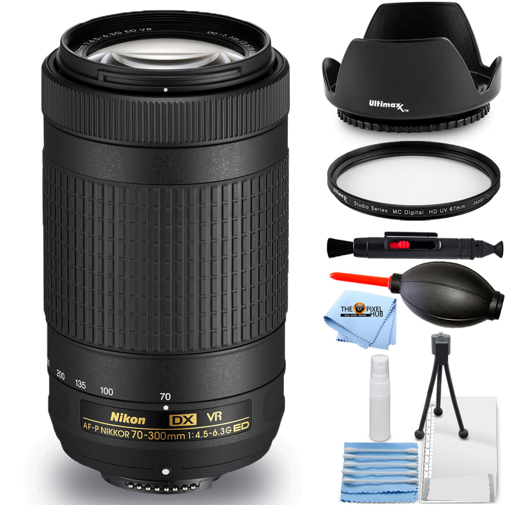 Objectif Nikon AF-P DX NIKKOR 70-300 mm f/4.5-6.3G ED Boîte blanche – Ensemble UV essentiel
