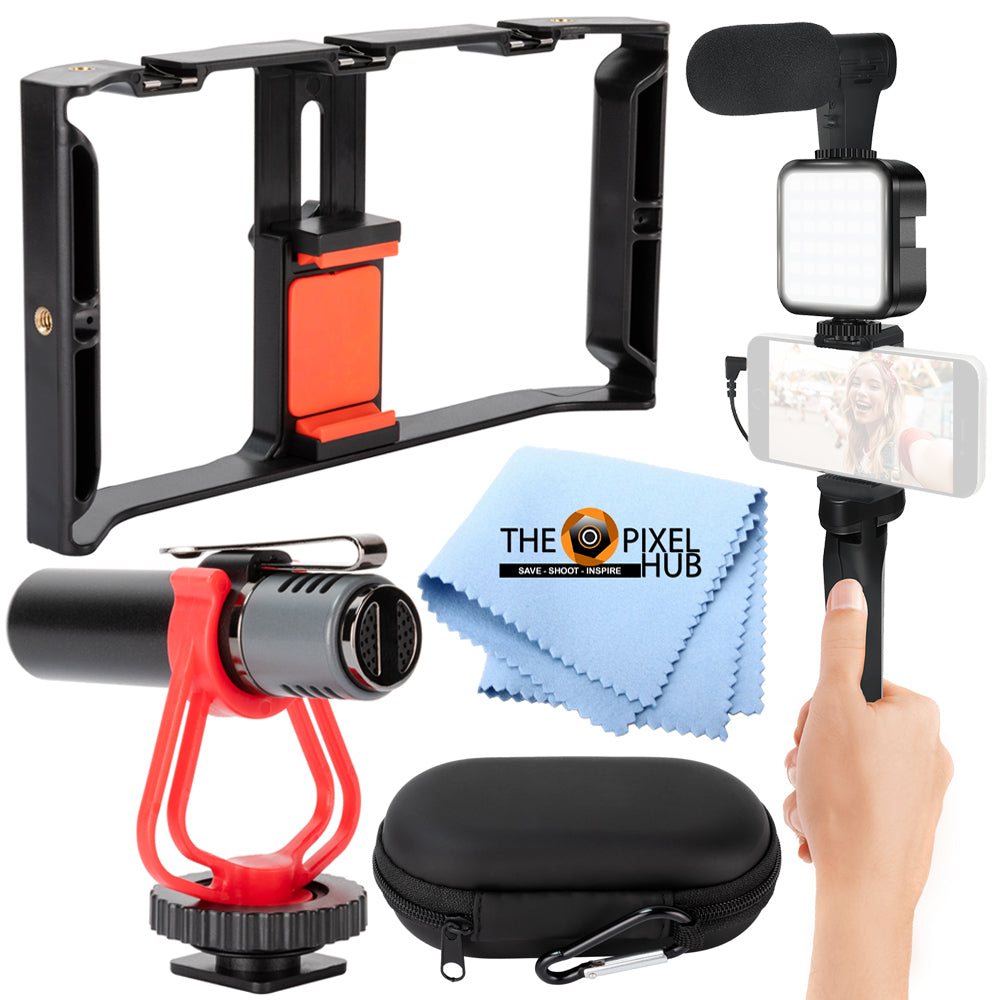 Kit de vlogging pour iPhone et Android avec micro Bluetooth et stabilisateur de lumière LED
