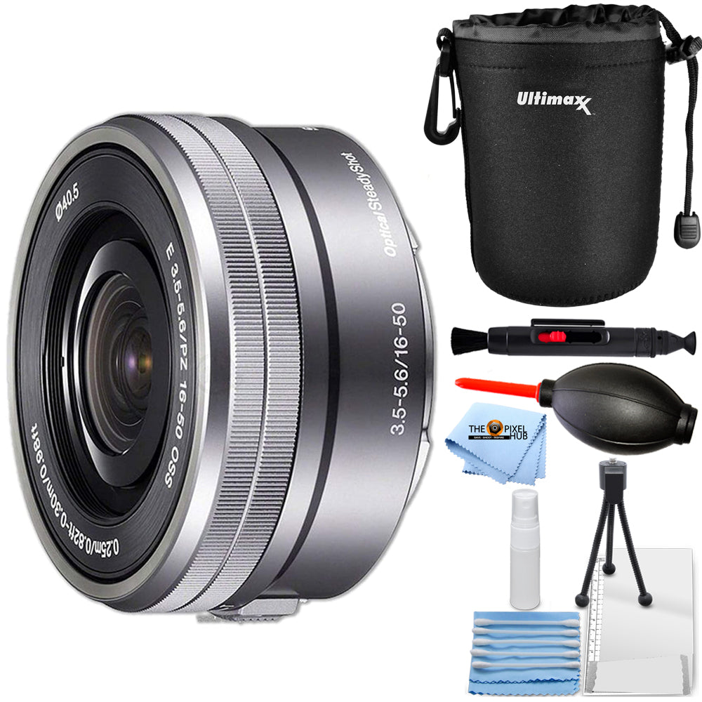 Sony E PZ 16-50mm f/3.5-5.6 OSS Lens (Silver) - White Box 6PC Accessory Bundle