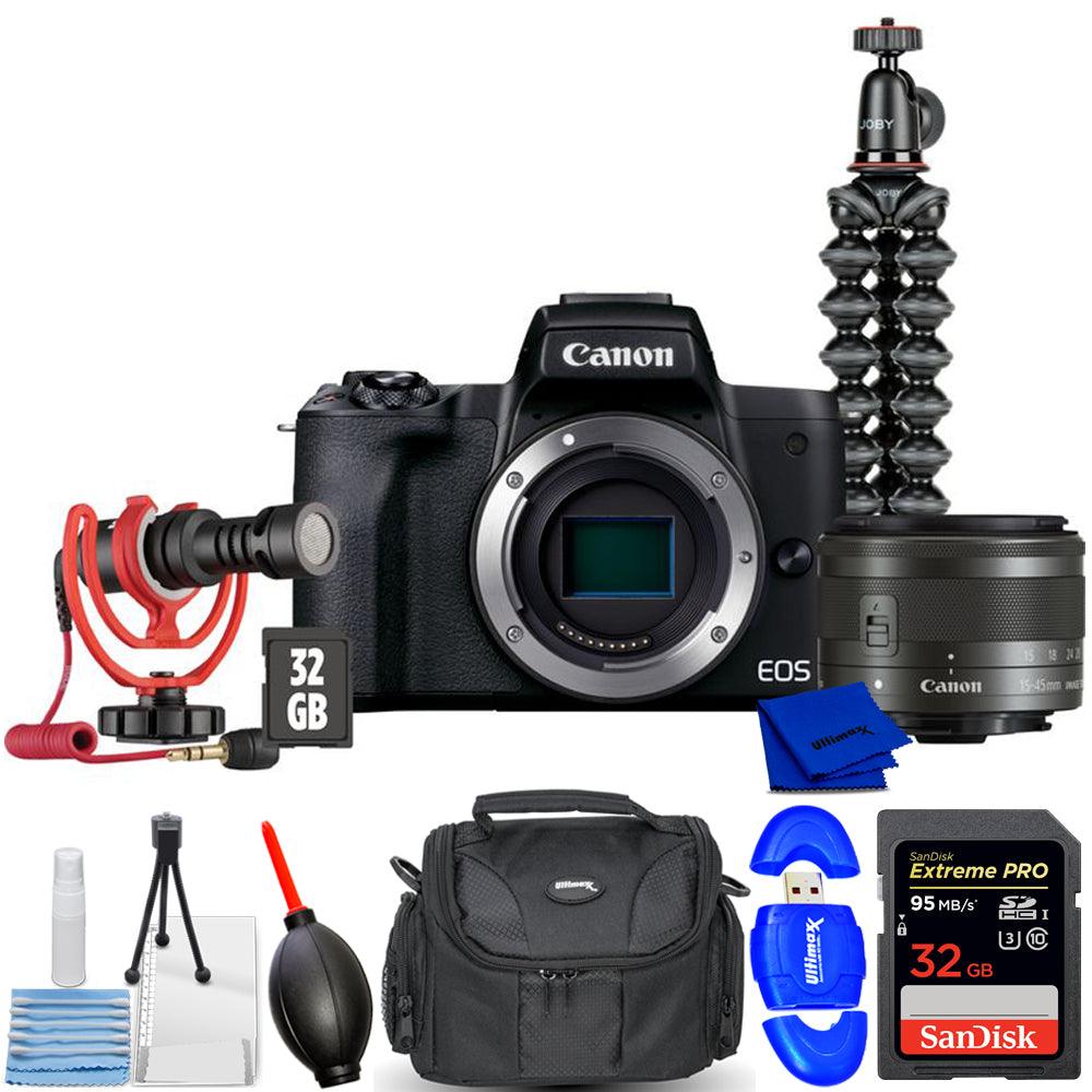 Appareil photo sans miroir Canon EOS M50 Mark II (noir) avec objectif 15-45 mm Vlogger 32 Go Kit