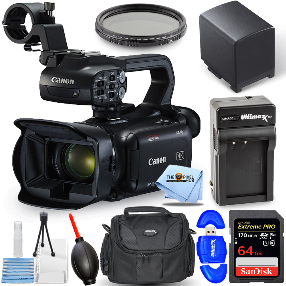 Caméscope Canon XA40 Professional UHD 4K (PAL) 3666C003 + 64 Go + étui