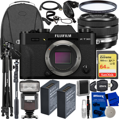 Appareil photo sans miroir FUJIFILM X-T30 II avec objectif XC 15-45 mm OIS PZ noir - Kit 15 pièces