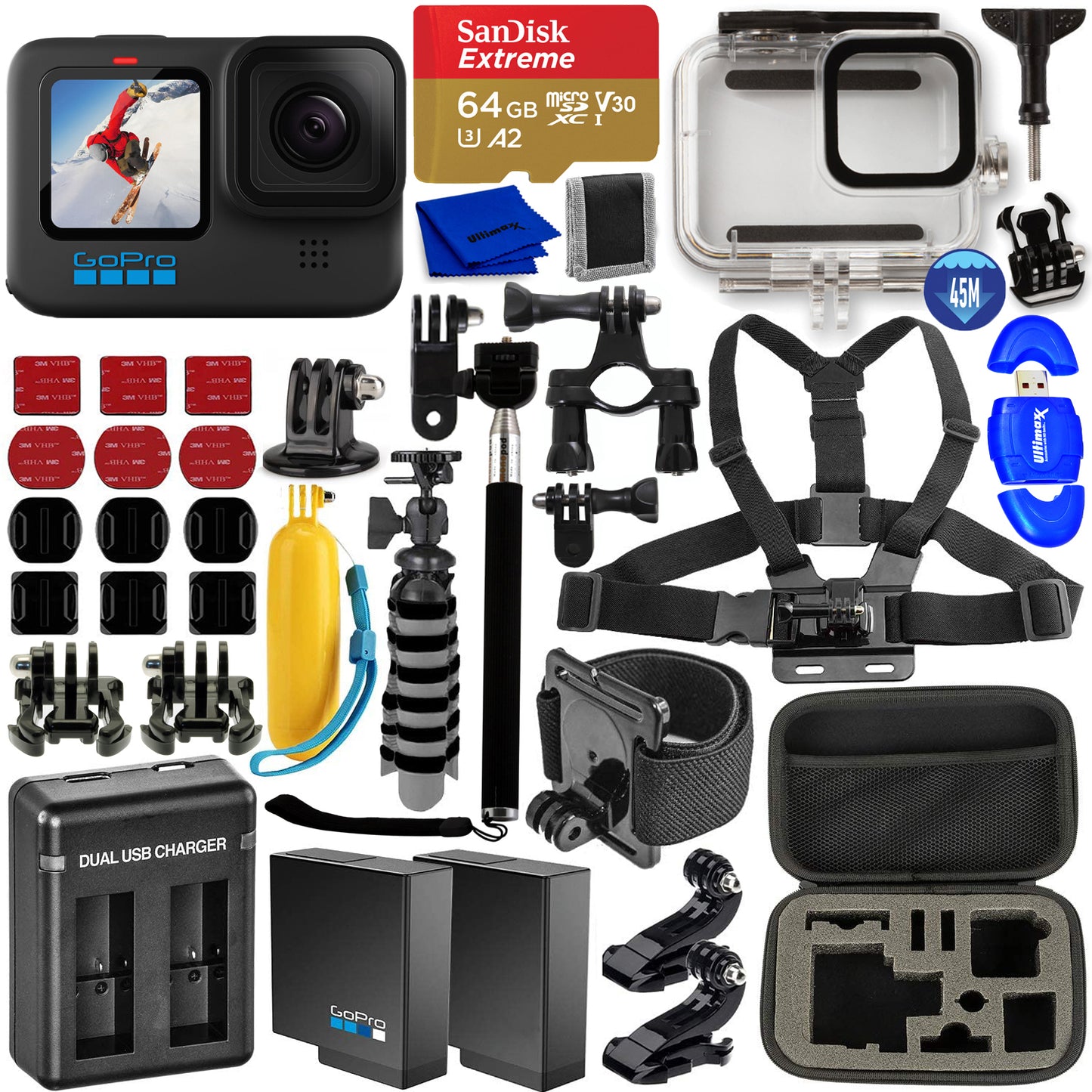 GoPro HERO10 HERO 10 Caméscope Noir - Ensemble d'accessoires ultimes de 20 pièces