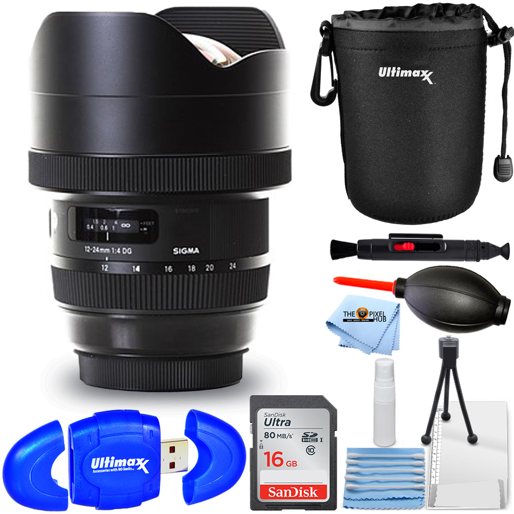 Objectif Sigma 12-24 mm f/4 DG HSM Art pour Nikon F + 32 Go + pochette d'objectif