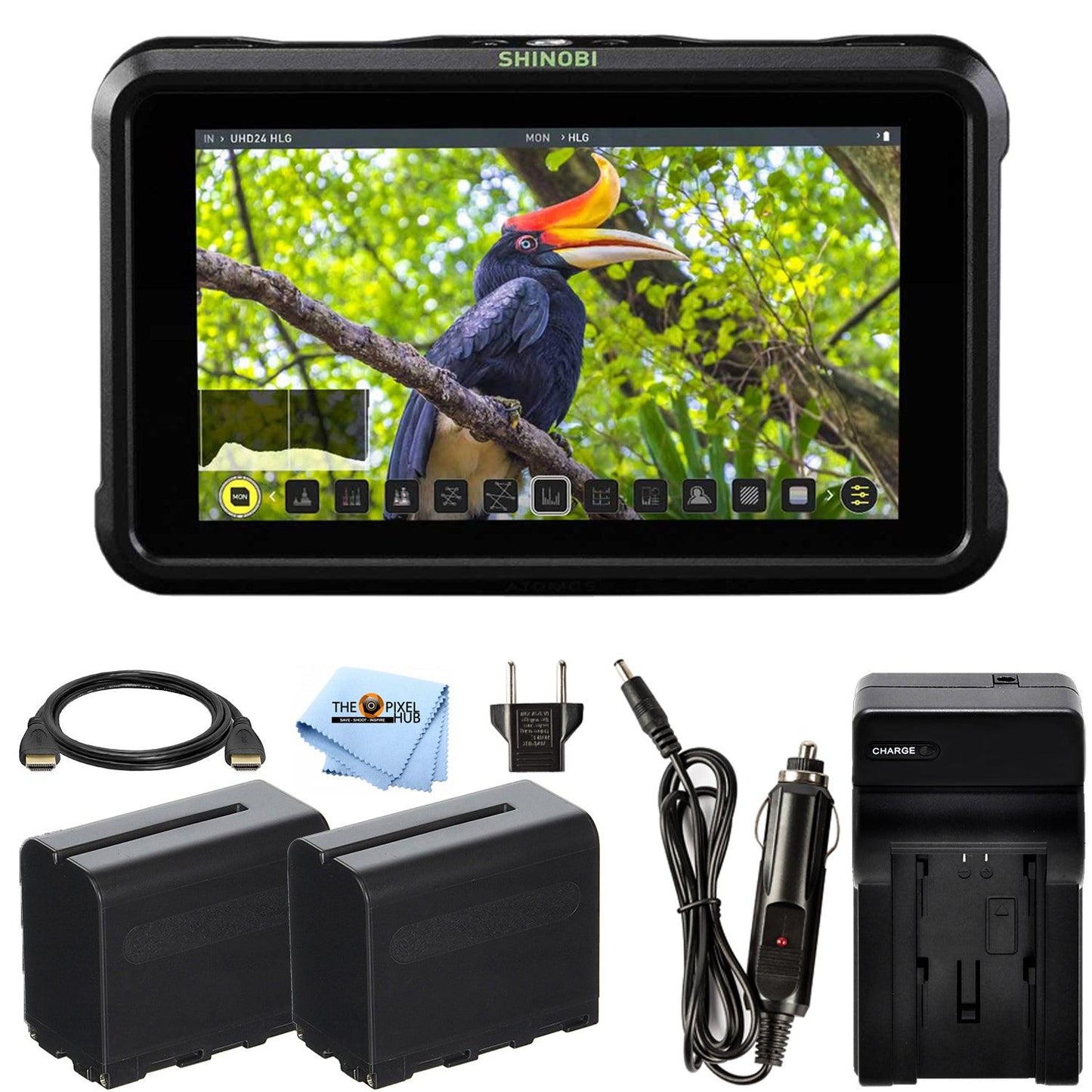Atomos Shinobi Moniteur HDMI 4K 5,2" ATOMSHBH01 + 2 batteries et chargeur
