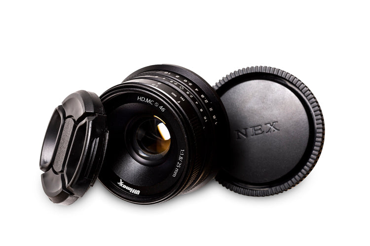 Objectif manuel ULTIMAXX 25 mm f/1.8 pour monture Sony E (Nex) - Kit d'accessoires 7 pièces
