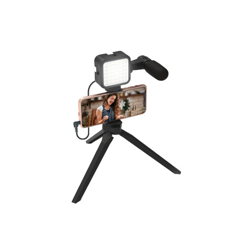 Kit de vlogging pour iPhone et Android avec micro Bluetooth et stabilisateur de lumière LED