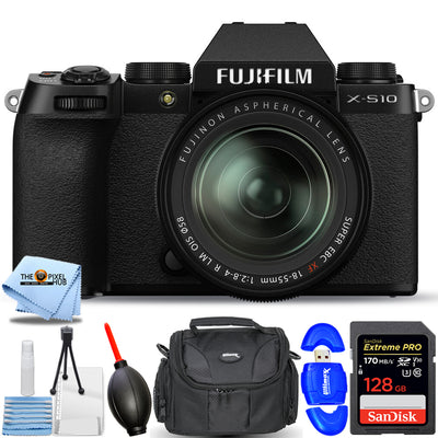 FUJIFILM Appareil photo sans miroir FUJI X-S10 avec objectif 18-55 mm - Kit d'accessoires 7 pièces
