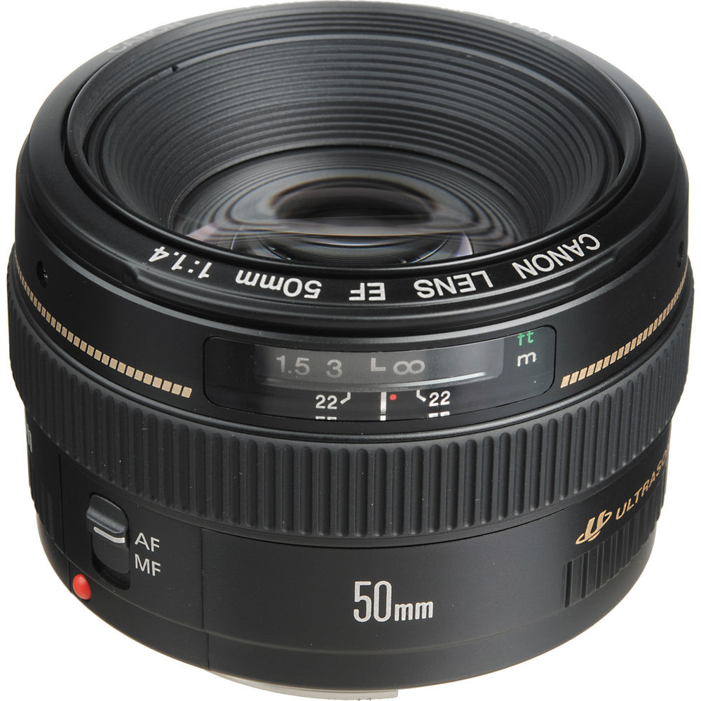 Objectif Canon EF 50 mm f/1.4 USM 2515A003 + filtre UV + objectif Tulip Hood