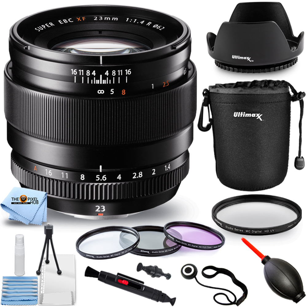 Objectif Fujifilm XF 23 mm f/1.4 R 16405575 + pochette d'objectif + kit de filtres