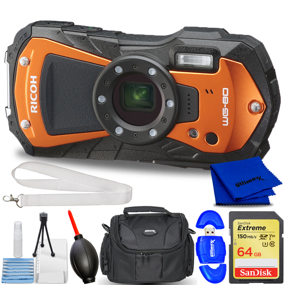 Appareil photo numérique Ricoh WG-80 (Orange) 03128 - Ensemble d'accessoires 8PC