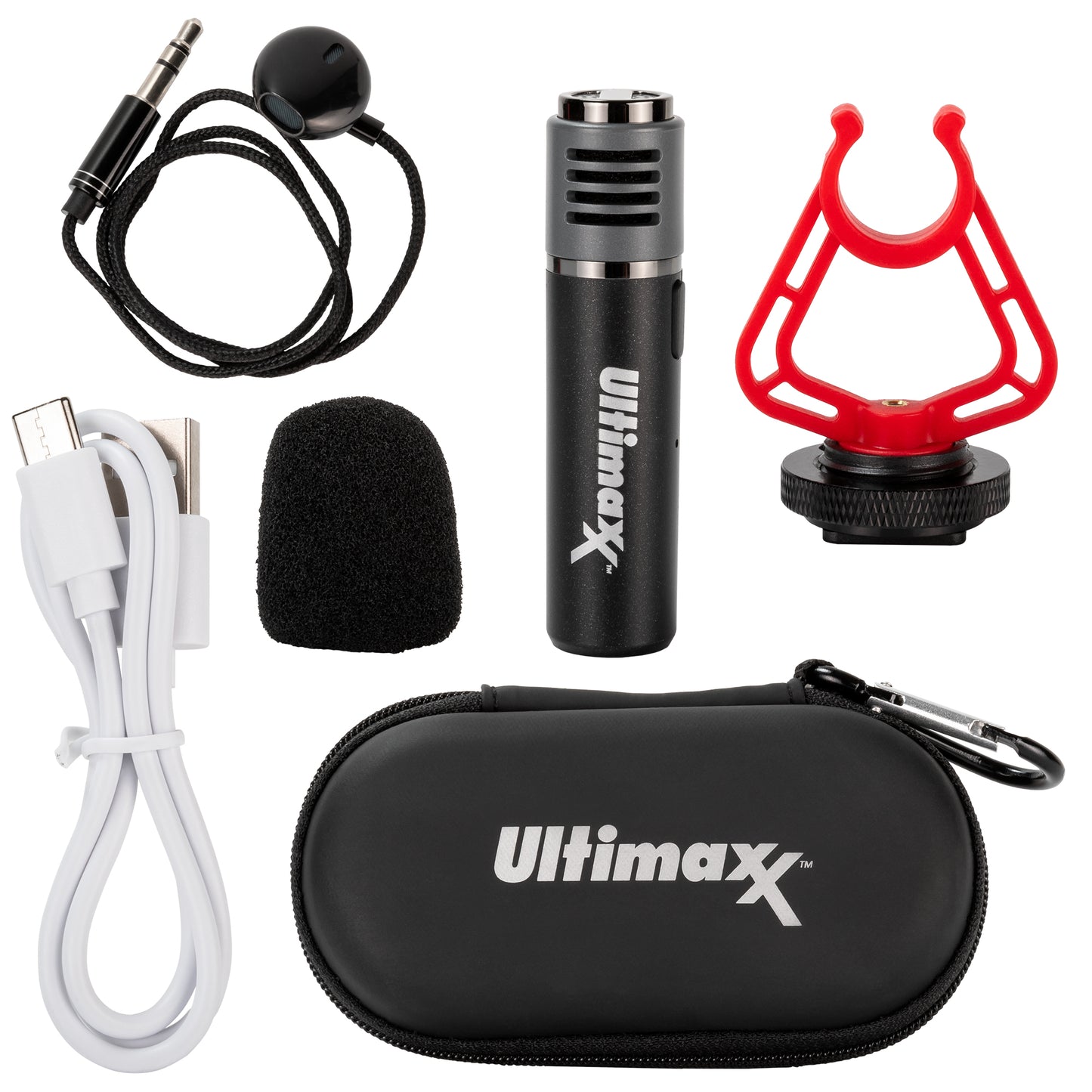 Micro Bluetooth Lavalier sans fil Ultimaxx pour iPhone Android + Kit Vlog avec anneau LED