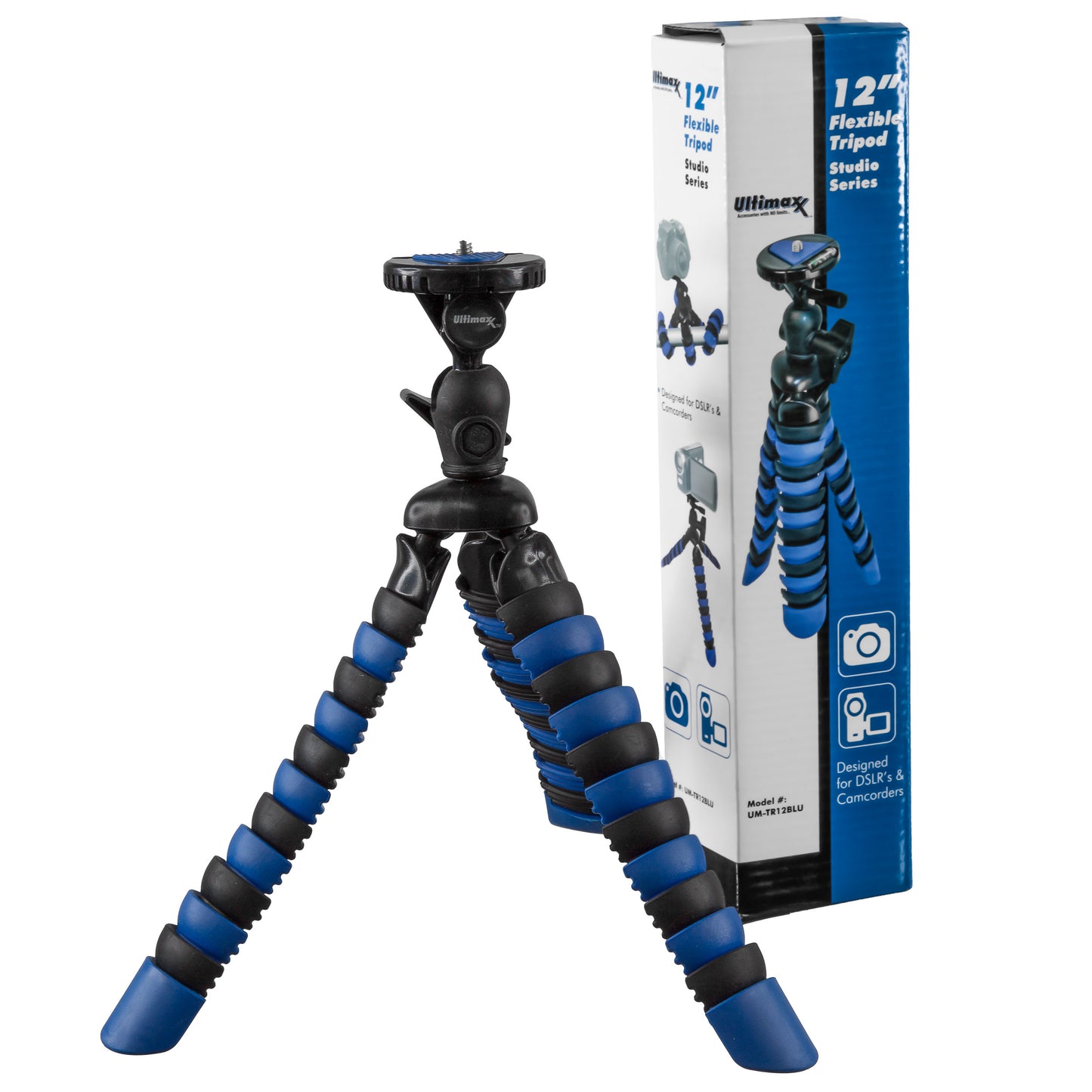 Trépied flexible pour appareil photo reflex numérique Gripster 12'' (bleu) avec plaque à dégagement rapide
