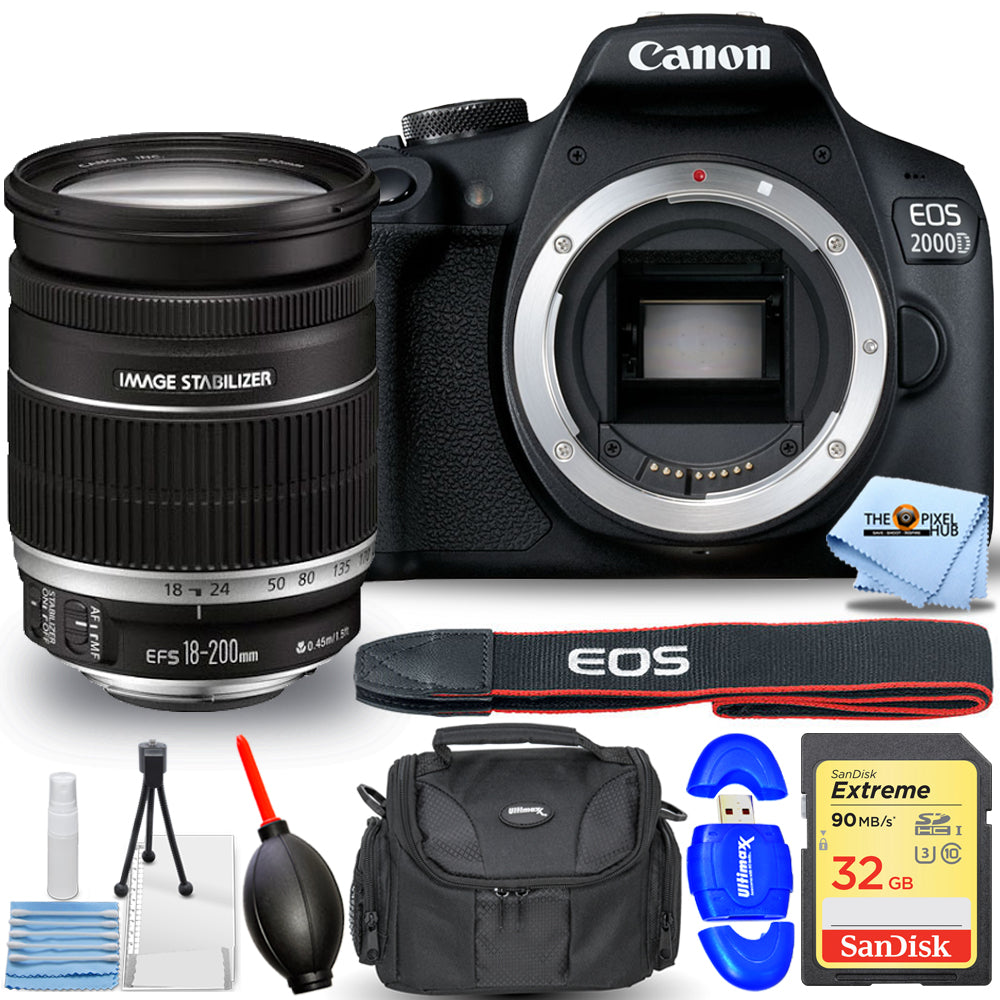 Appareil photo Canon EOS 2000D/Rebel T7 avec objectif EF-S 18-200 mm f/3.5-5.6 IS 32 Go