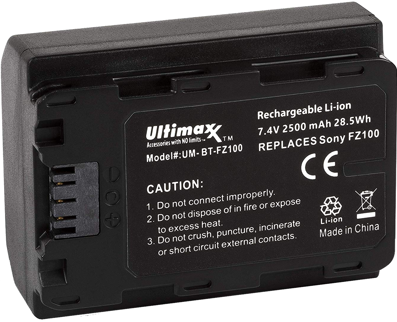 Batterie de remplacement ULTIMAXX FZ100 pour Sony Alpha a9 a7R III a7 III - 2500 mah