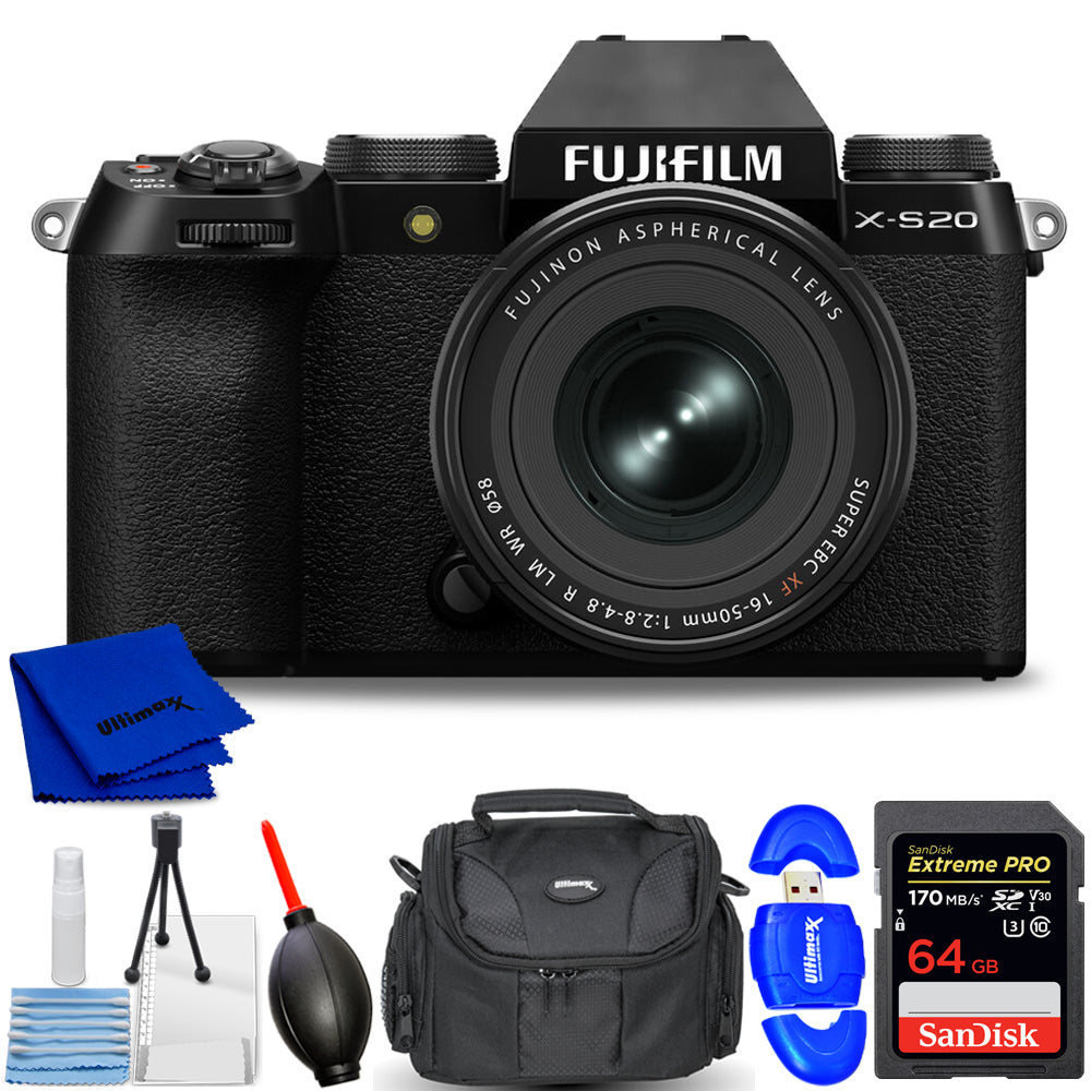 FUJIFILM X-S20 Mirrorless Camera with XF 16-50mm f/2.8-4.8 Lens (Black) 7PC Kit