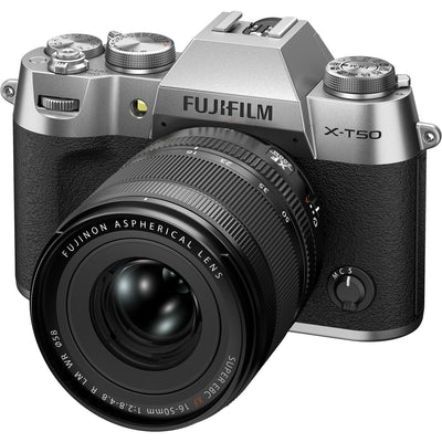 FUJIFILM X-T50 Mirrorless Camera with XF 16-50mm f/2.8-4.8 Lens Silver - 7PC Kit