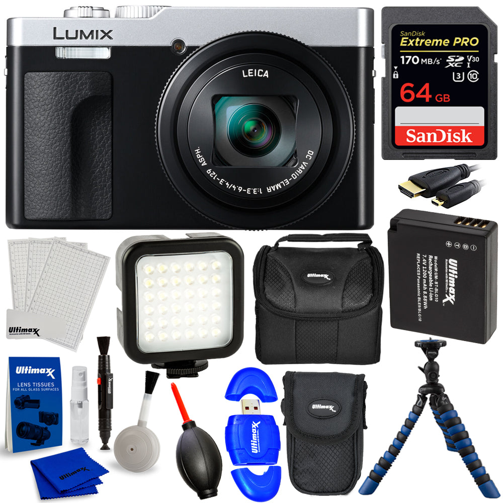 Panasonic TZ99/ZS99 Digital Camera (Silver) DC-TZ99E-S - 12PC Accessory Bundle