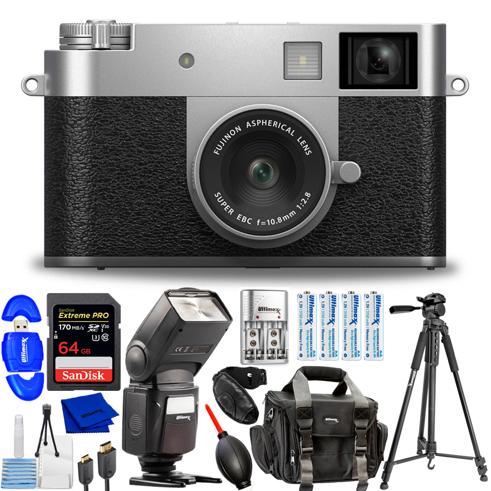 FUJIFILM X half Digital Camera (Silver) 16954095 - 12PC Accessory Bundle
