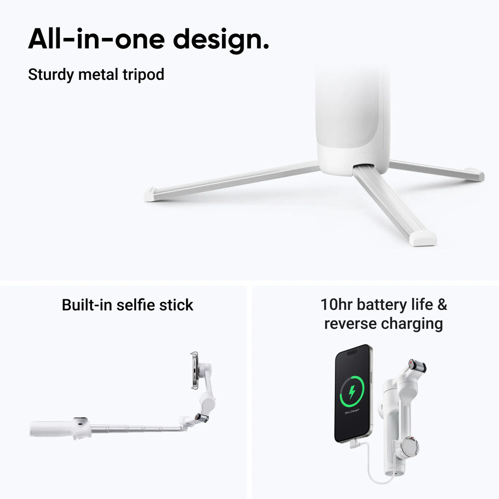 Insta360 Flow 2 Standard Bundle (Summit White) - 32GB Accessory Bundle