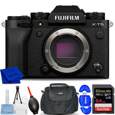 FUJIFILM X-T5 Mirrorless Camera (Body, Black) (KIT BOX) - 7PC Accessory Bundle
