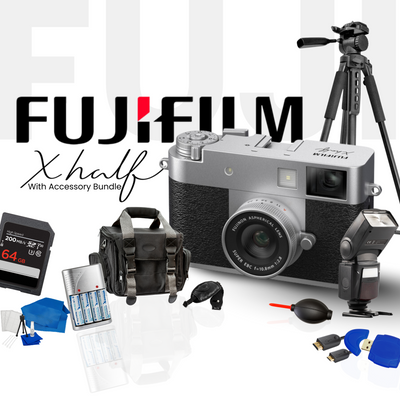 FUJIFILM X half Digital Camera (Silver) 16954095 - 7PC Accessory Bundle Fujifilm