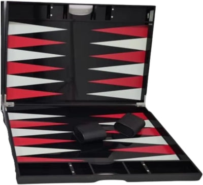 Lucite Acrylic Backgammon Set 18" Large Premium Board and Pieces (Black/Red) Ready Covers