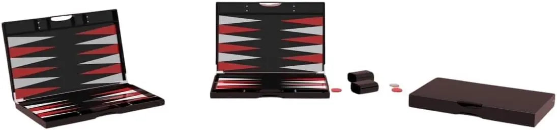Lucite Acrylic Backgammon Set 18" Large Premium Board and Pieces (Black/Red) Ready Covers