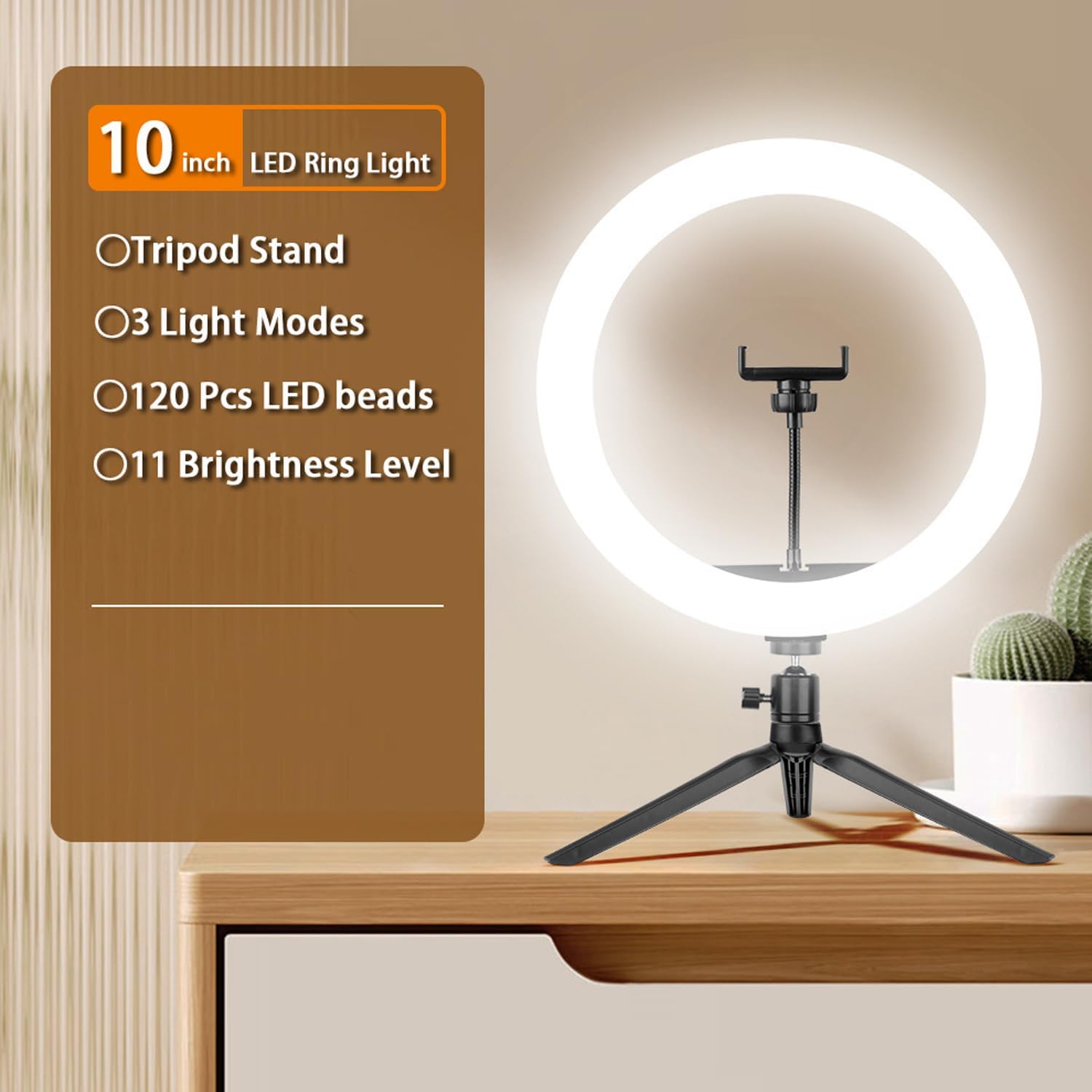 10" RGB Color Changing LED Ring Light with Tabletop Tripod Generic