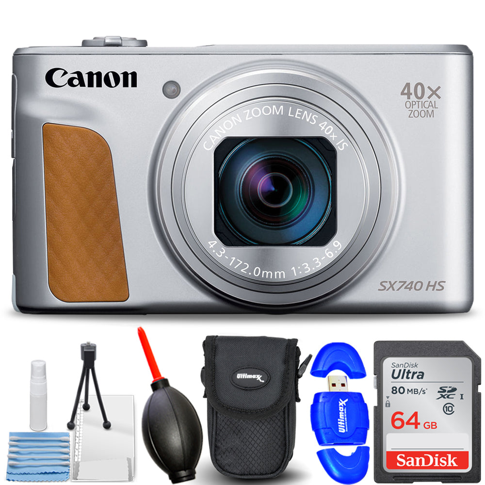 Canon PowerShot SX740 HS Digital Camera (Silver) 2956C001 - Accessory Bundle