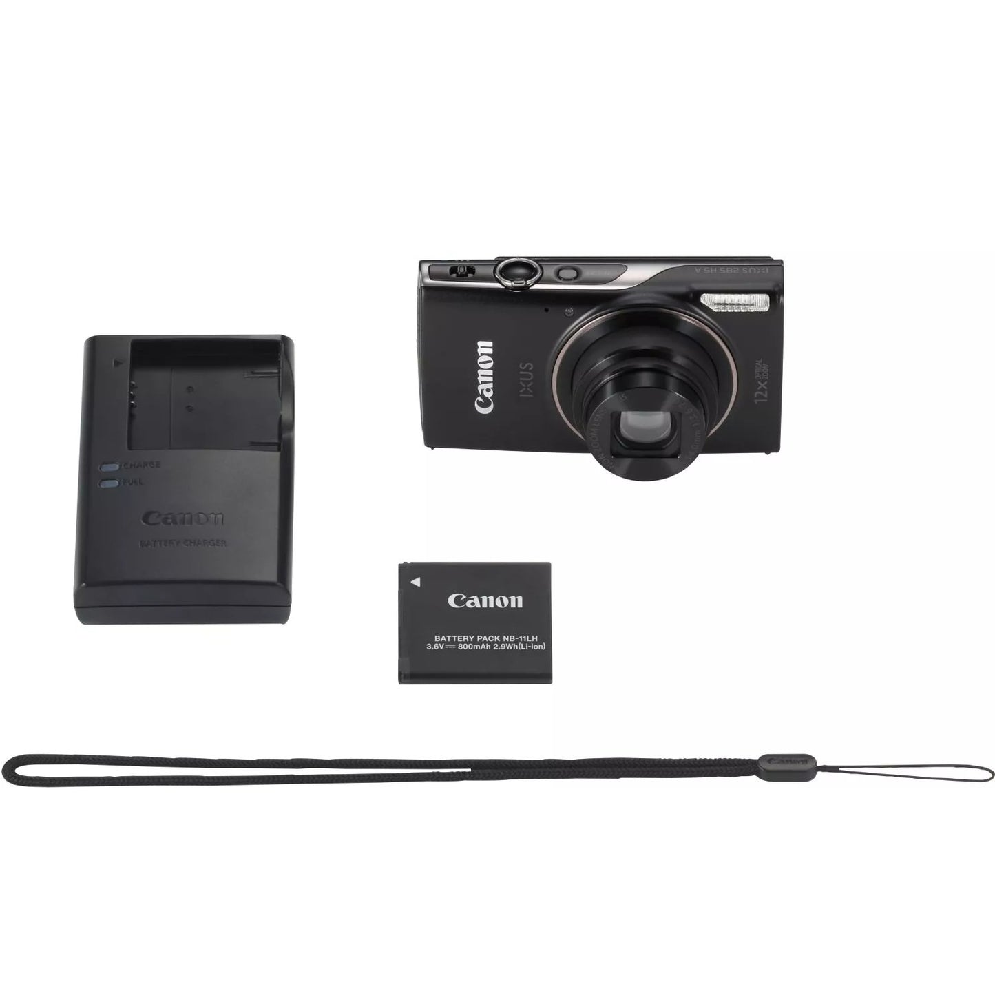 Canon IXUS 285 HS A Digital Camera (Black) - 7PC Accessory Bundle