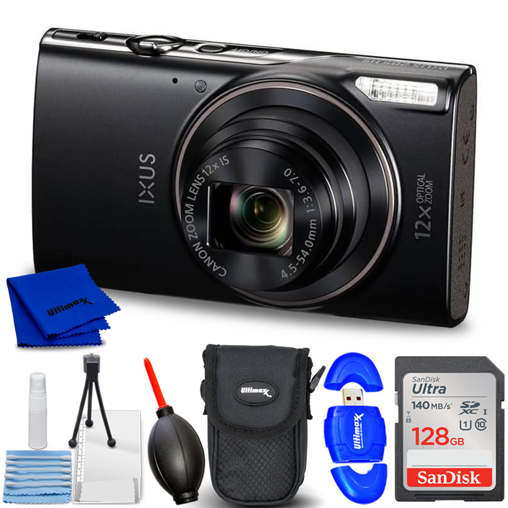 Canon IXUS 285 HS A Digital Camera (Black) - 7PC Accessory Bundle