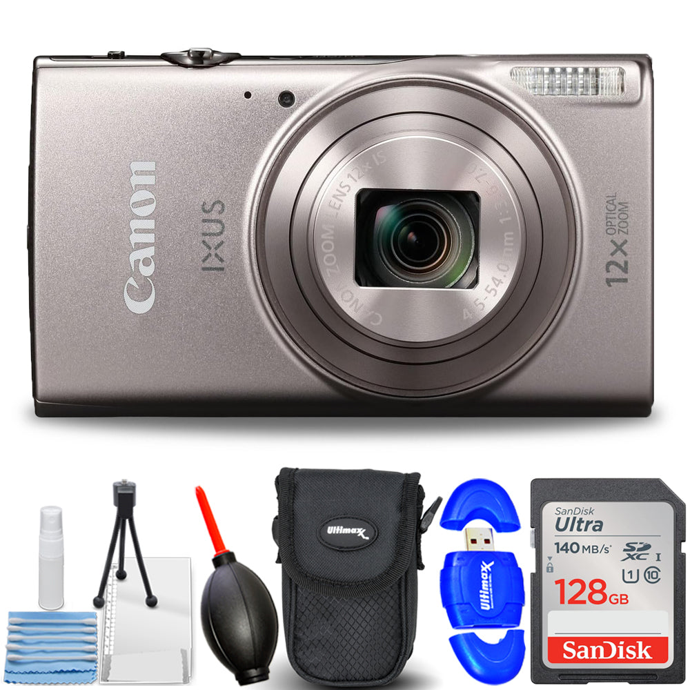 Canon IXUS 285 HS A Digital Camera (Silver) - 7PC Accessory Bundle