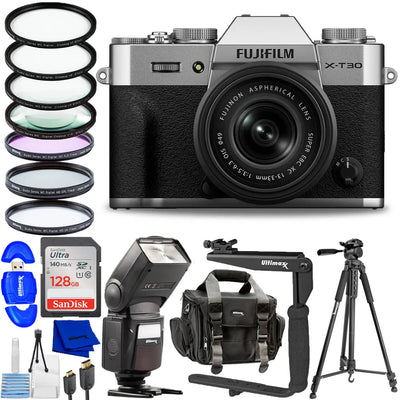 FUJIFILM X-T30 III Mirrorless Camera with 13-33mm Lens (Silver) Filter Bundle
