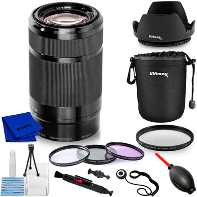 Sony E 55-210mm f/4.5-6.3 OSS Lens (Black) - 10PC Accessory Bundle White Box Sony