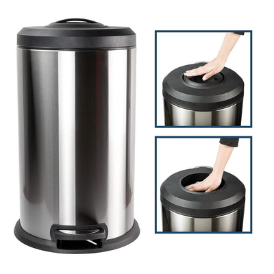 Ready Covers Premium Steel Garbage Trash Can Wastebasket with Compression White