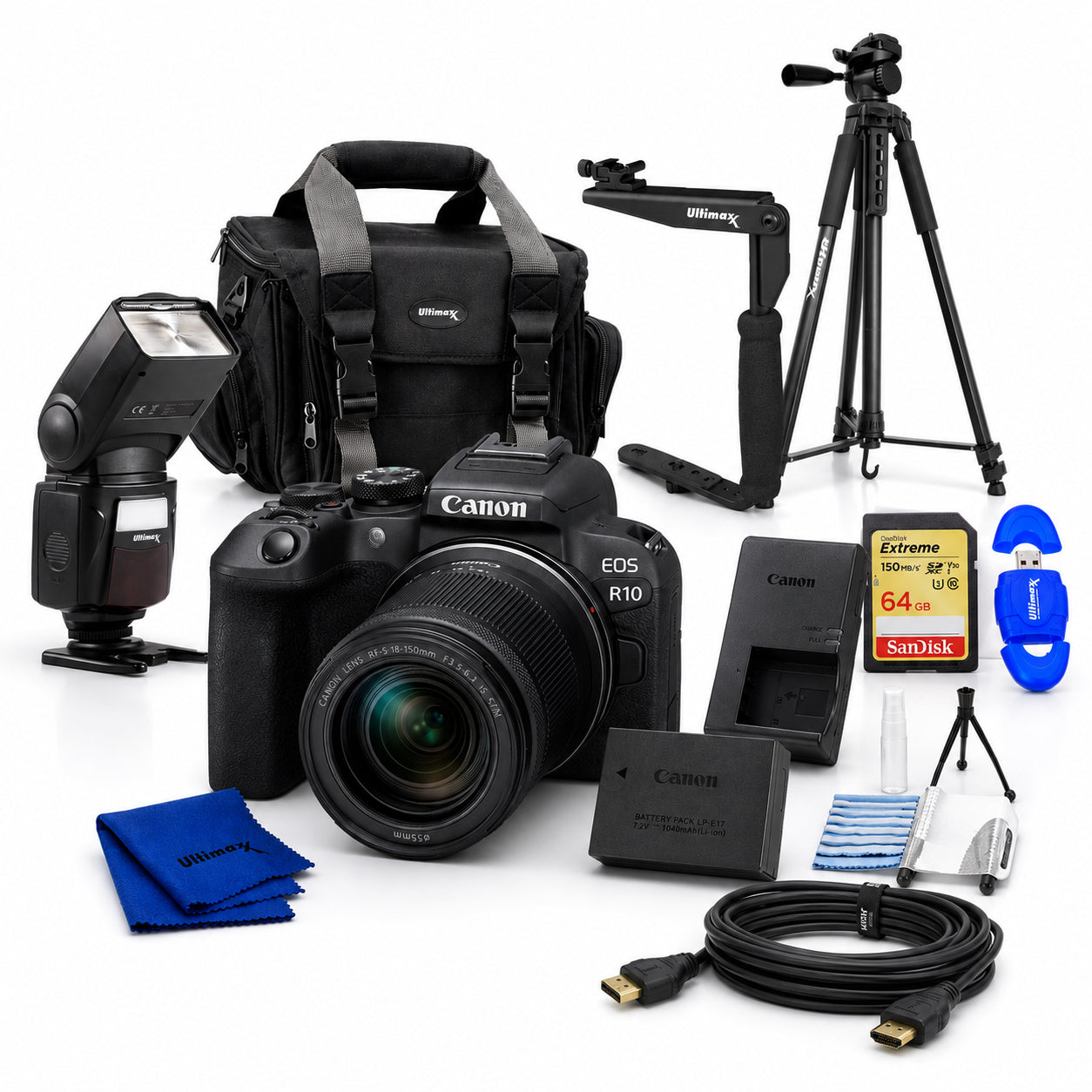 Canon EOS R10 Mirrorless Camera with 18-150mm Lens 5331C016 - 10PC Accessory Kit